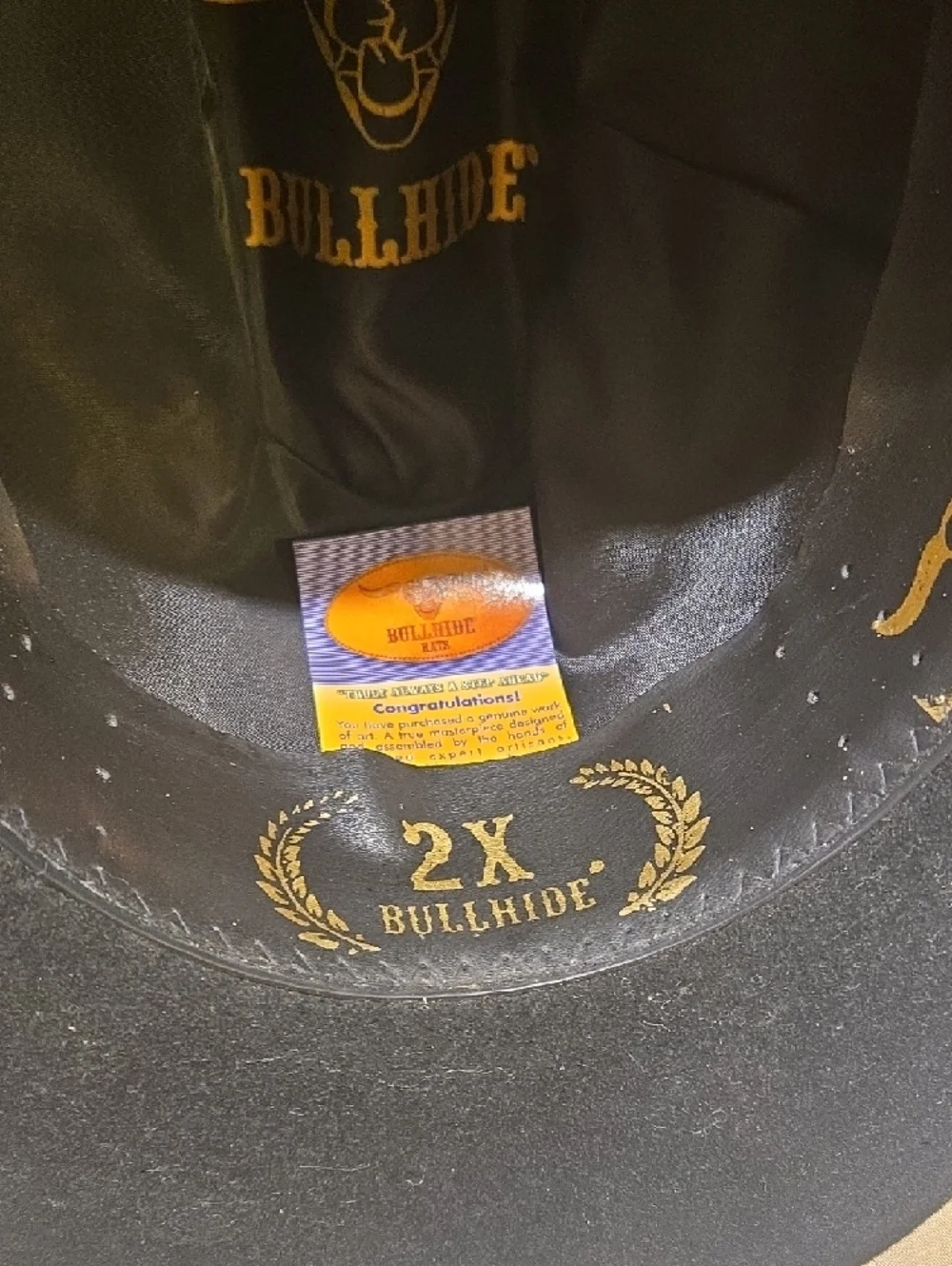 Black Felt Wide-Brim Cowboy Hat with Decorative Band - Picture 6 of 15